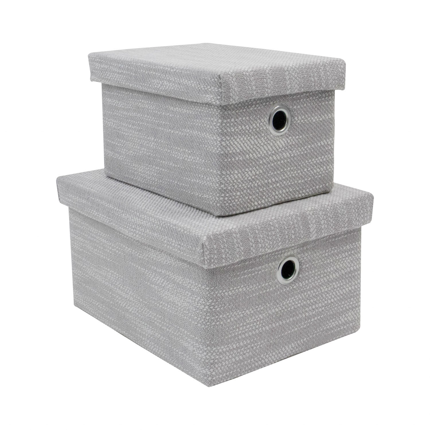 Serena Grey Set of 2 Rectangular Storage Baskets with Lids