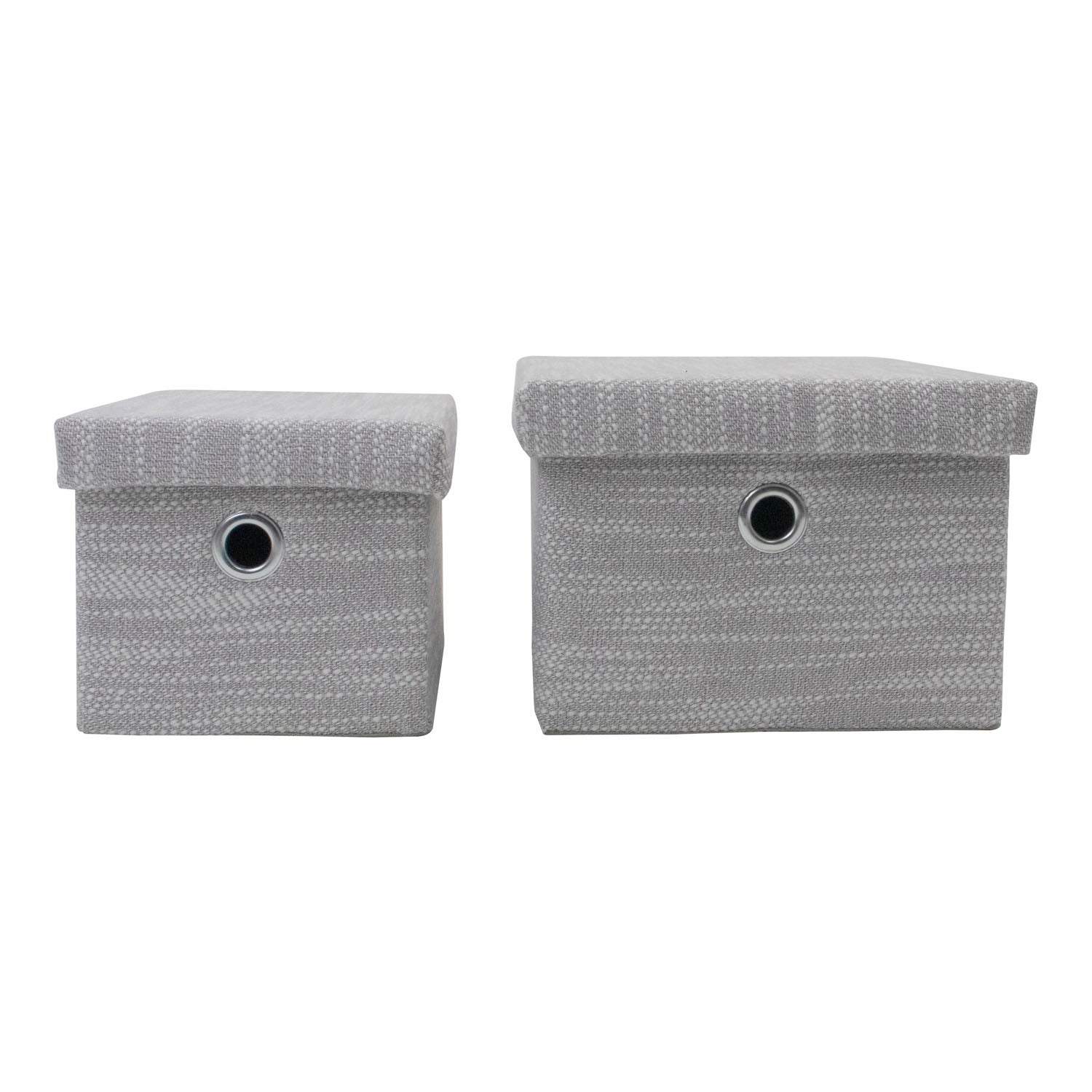 Serena Grey Set of 2 Rectangular Storage Baskets with Lids