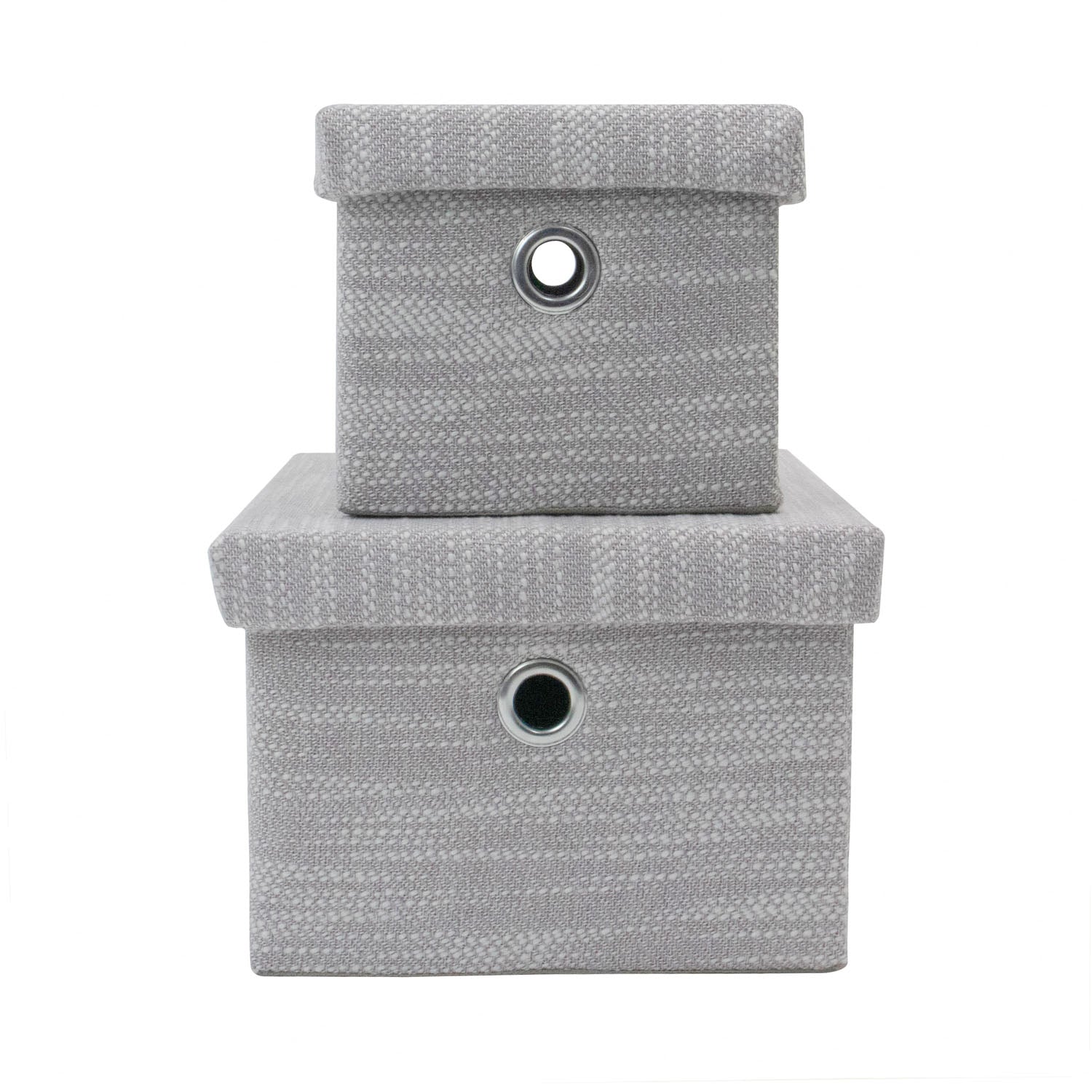 Serena Grey Set of 2 Rectangular Storage Baskets with Lids