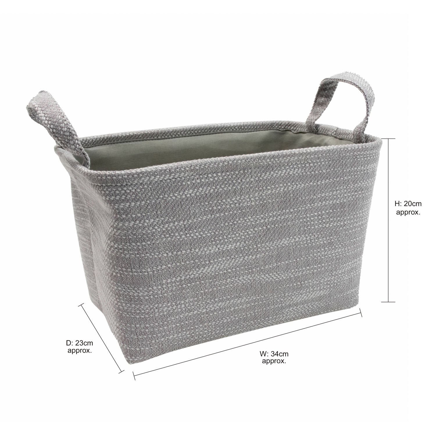Serena Grey Rectangular Storage Basket with Handles