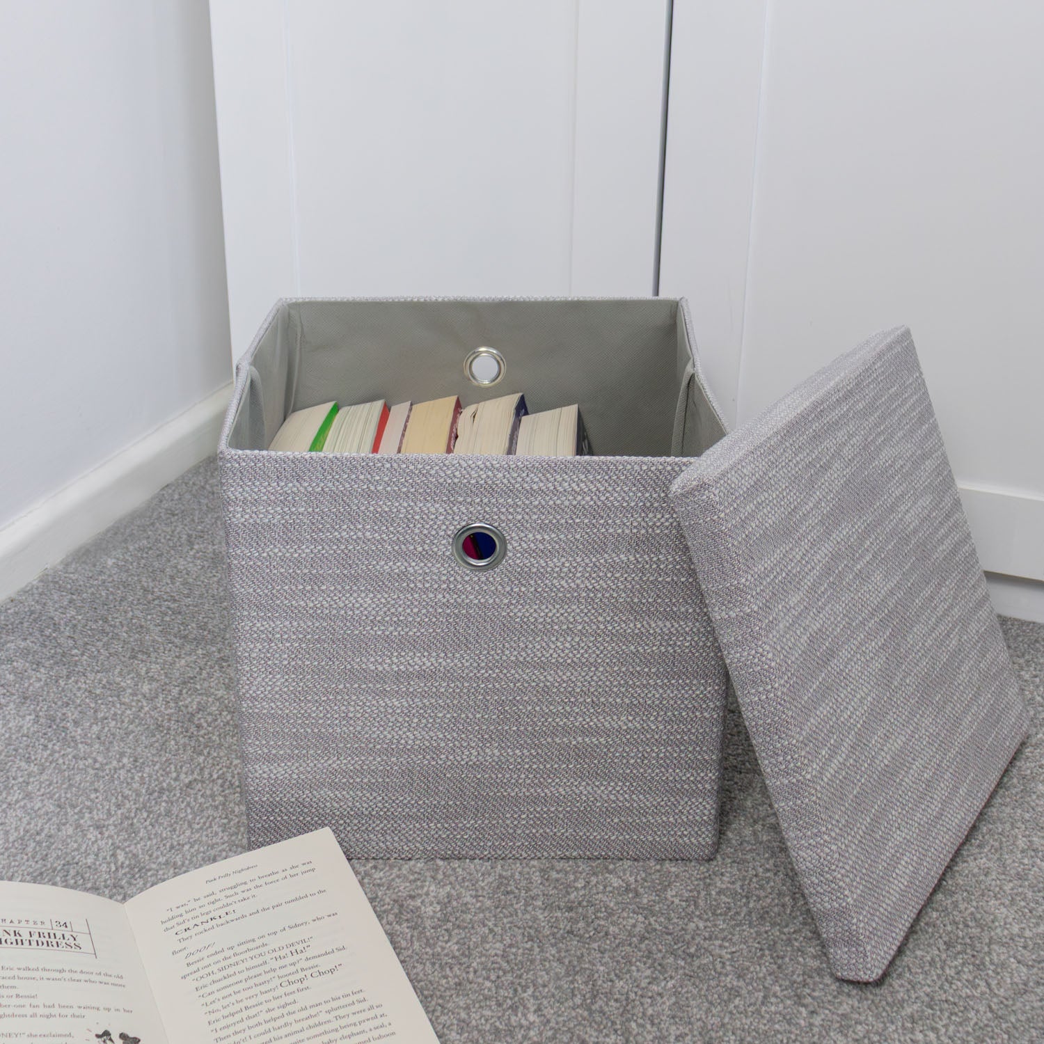 Serena Grey Foldable Cube Organiser Box with Lid