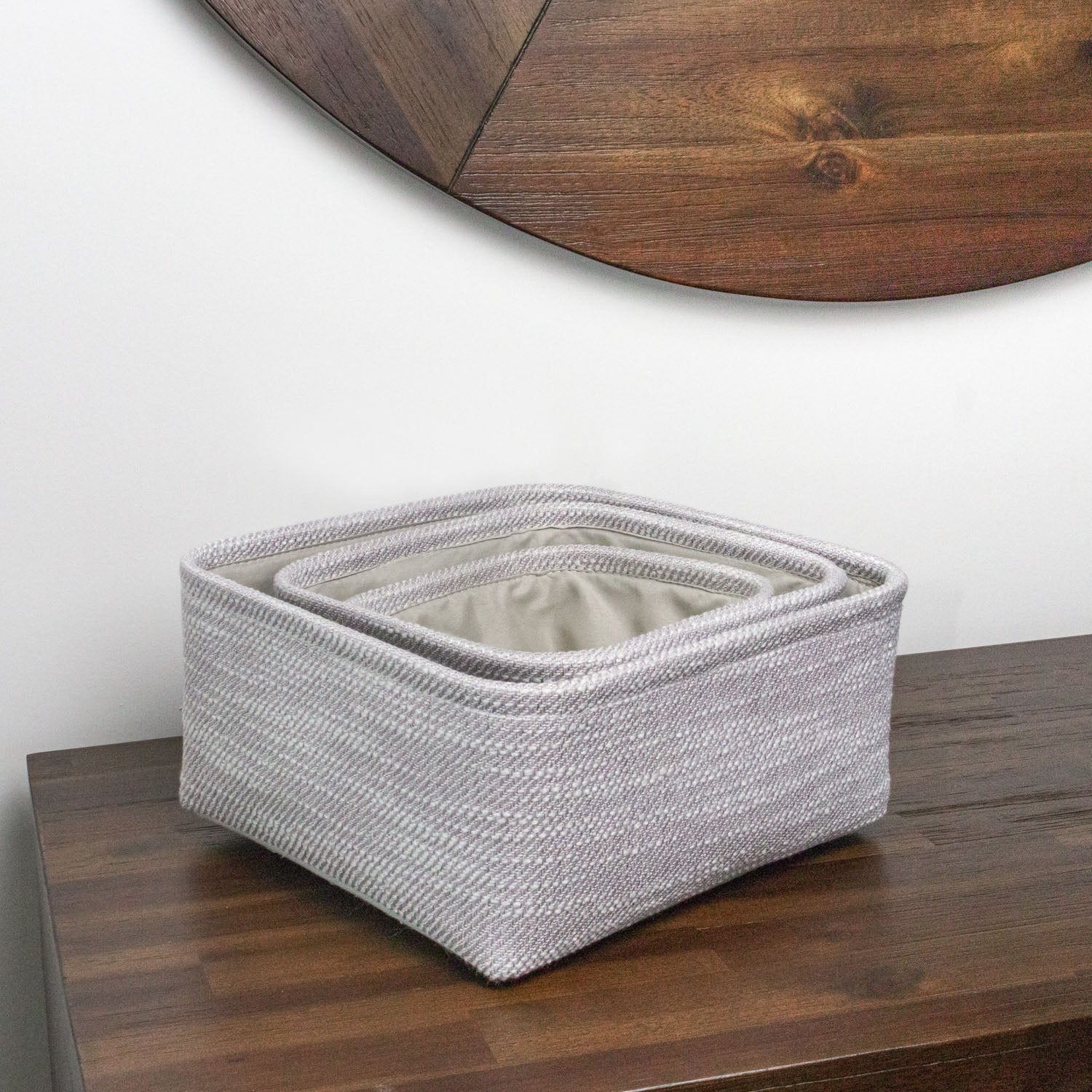 Serena Grey Set of 3 Square Storage Baskets