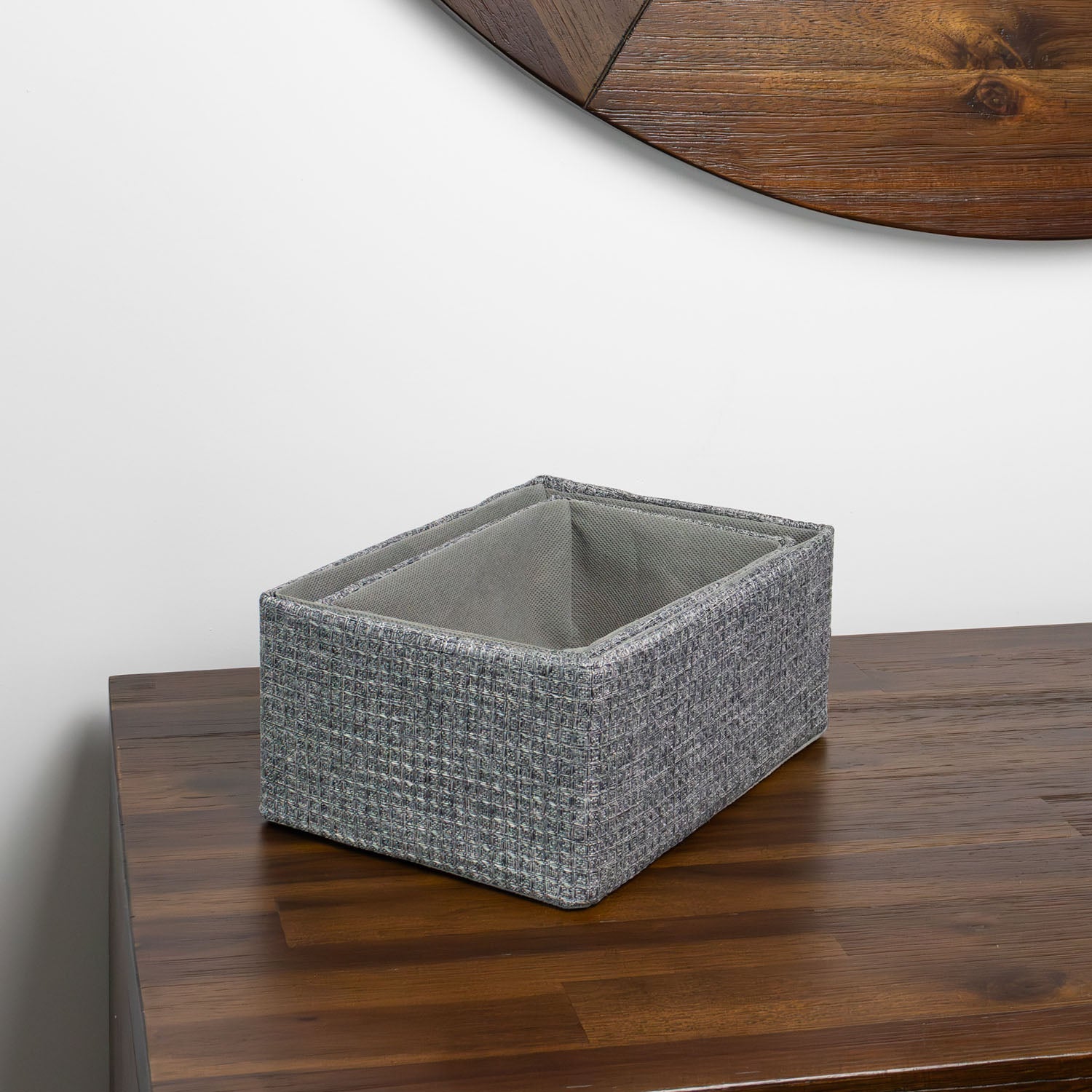 Chroma Set of 2 Rectangular Grey Storage Baskets