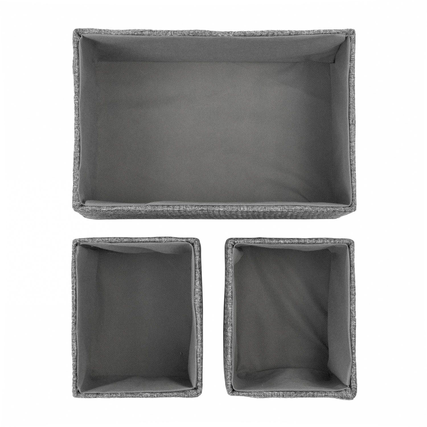 Chroma Set of 3 Grey Rectangular Storage Basket