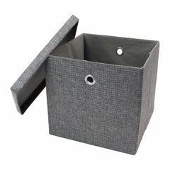 Chroma Foldable Grey Cube Organiser Box with Lid