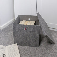Chroma Foldable Grey Cube Organiser Box with Lid