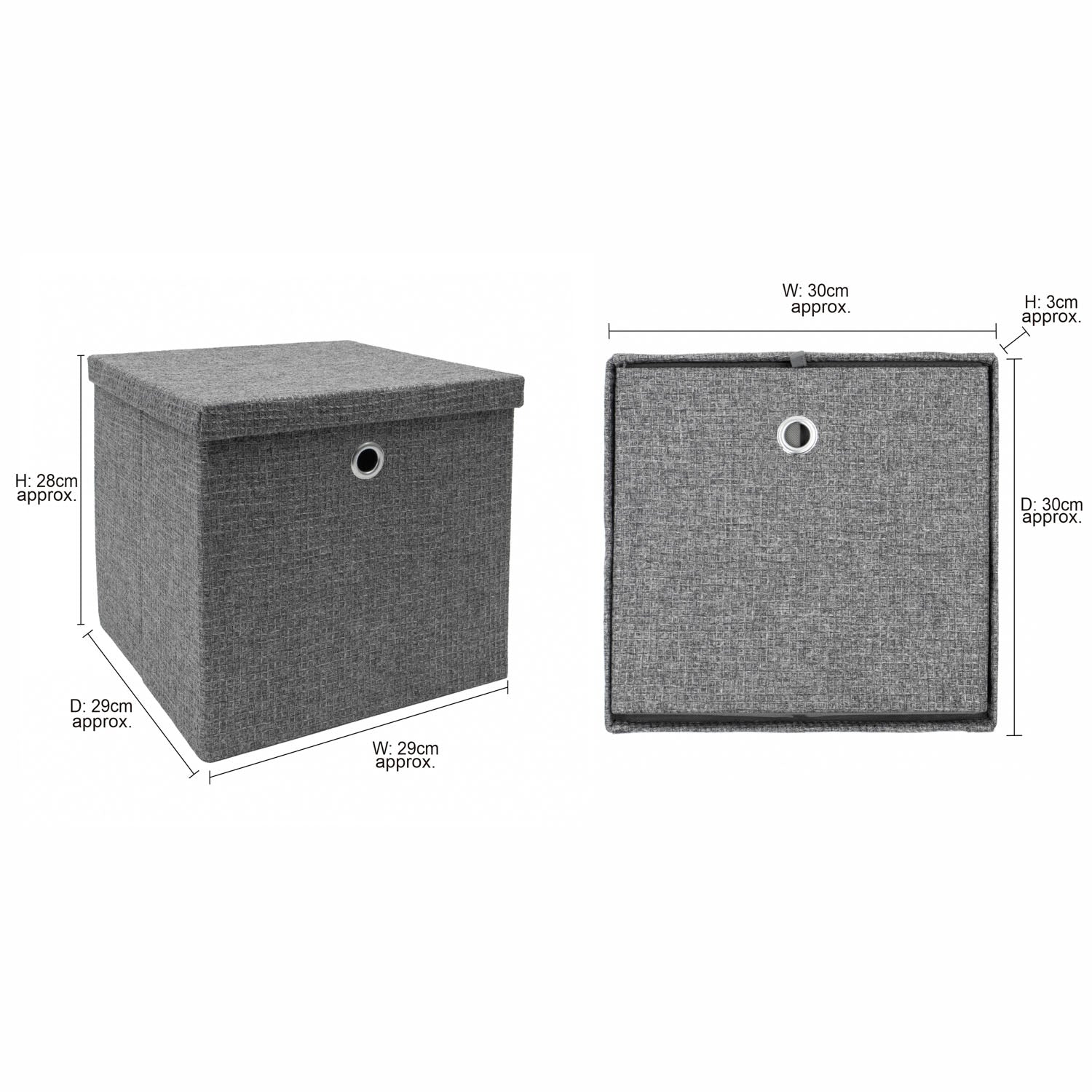 Chroma Foldable Grey Cube Organiser Box with Lid