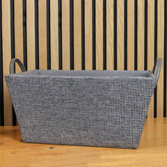 Chroma Rectangular Grey Storage Basket with Handles