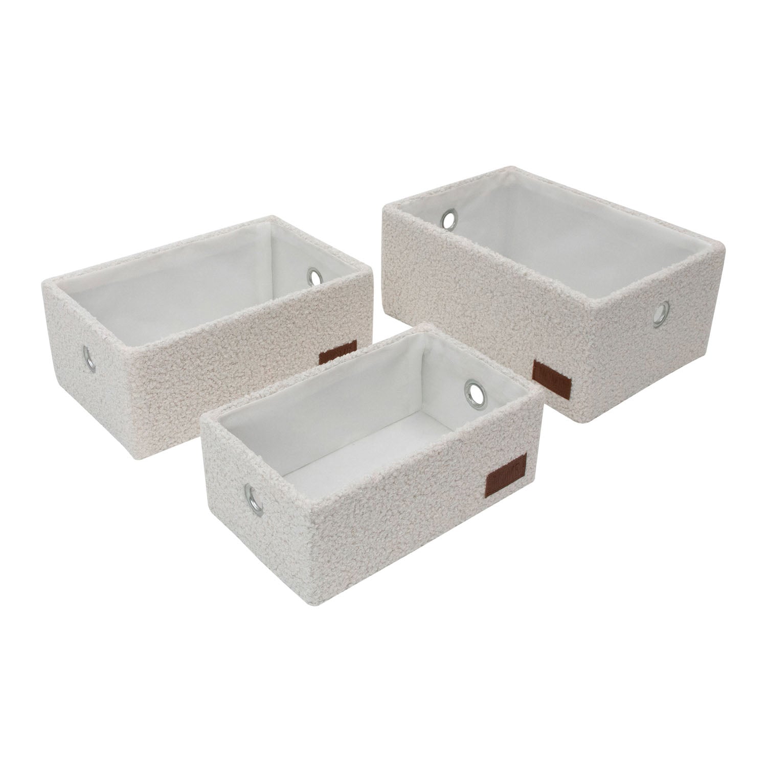 Shiro Set of 3 Boucle Fabric Rectangular Storage Baskets