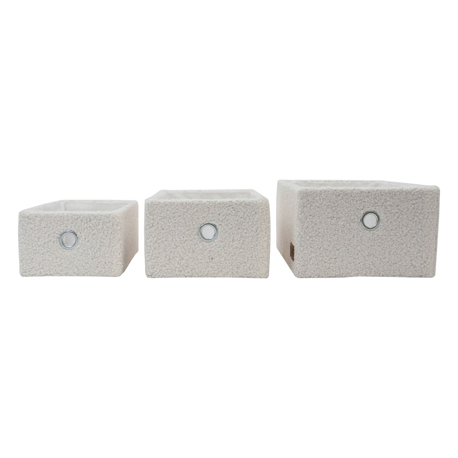 Shiro Set of 3 Boucle Fabric Rectangular Storage Baskets