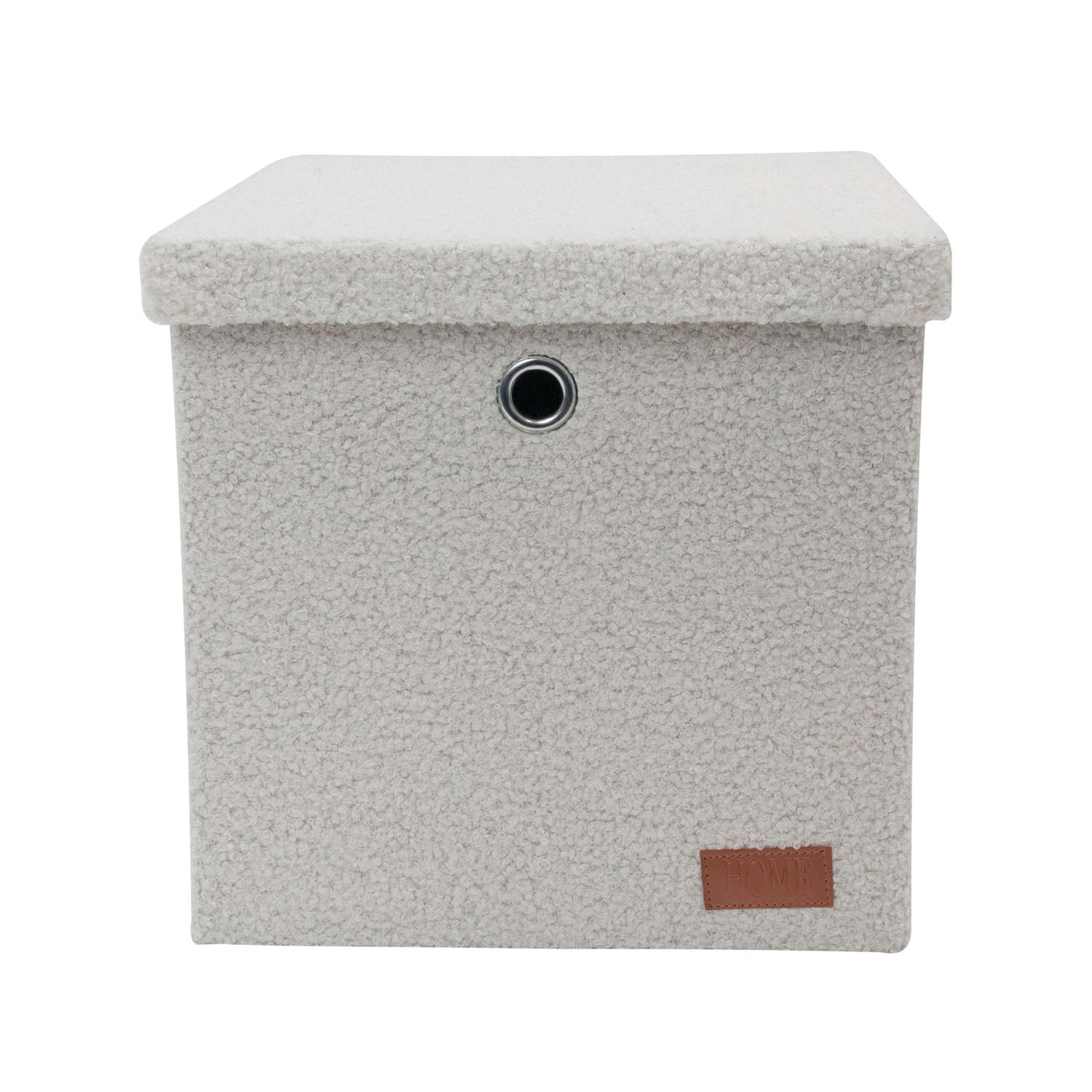 Shiro Boucle Fabric Cube Foldable Box with Lid