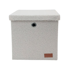 Shiro Boucle Fabric Cube Foldable Box with Lid