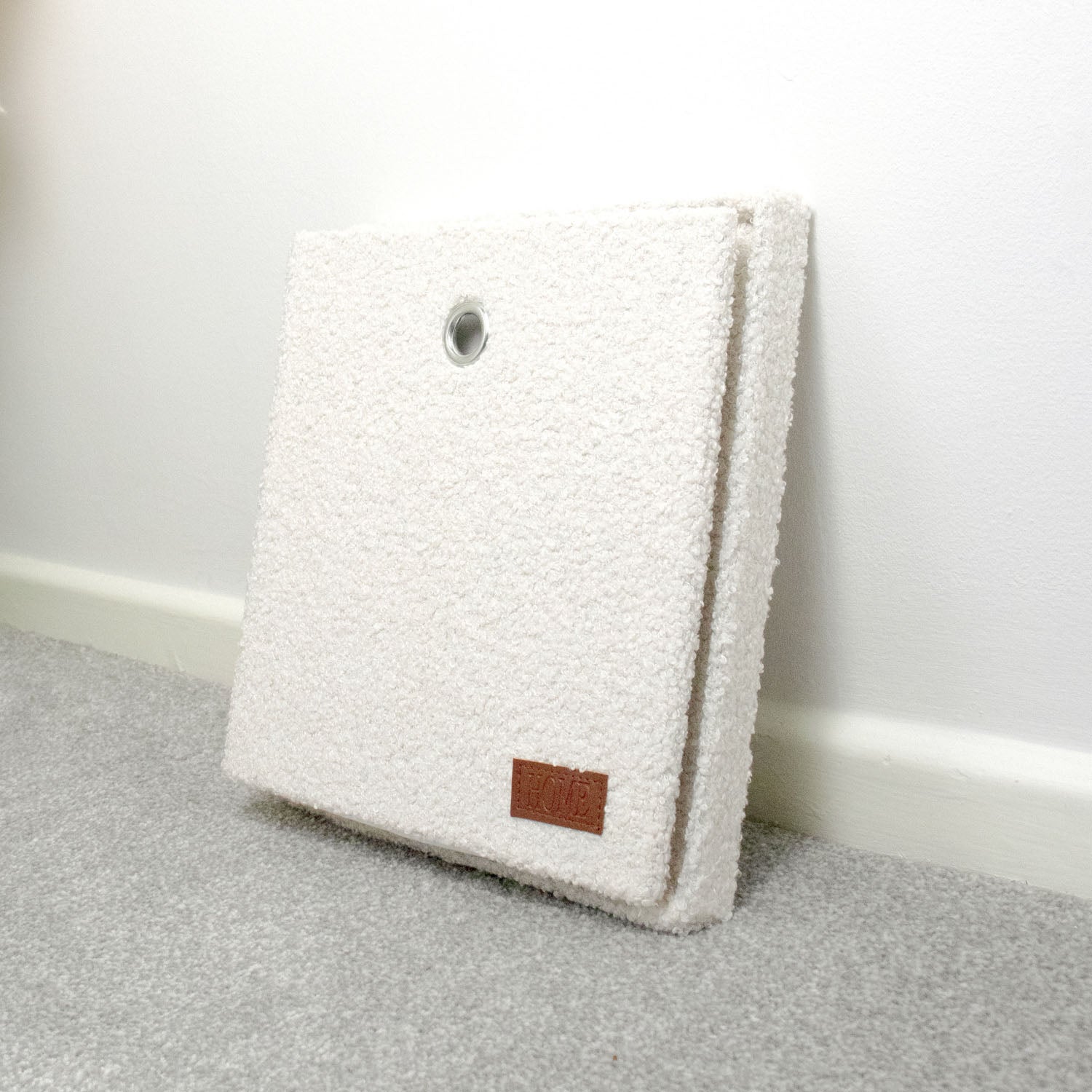 Shiro Boucle Fabric Cube Foldable Box with Lid