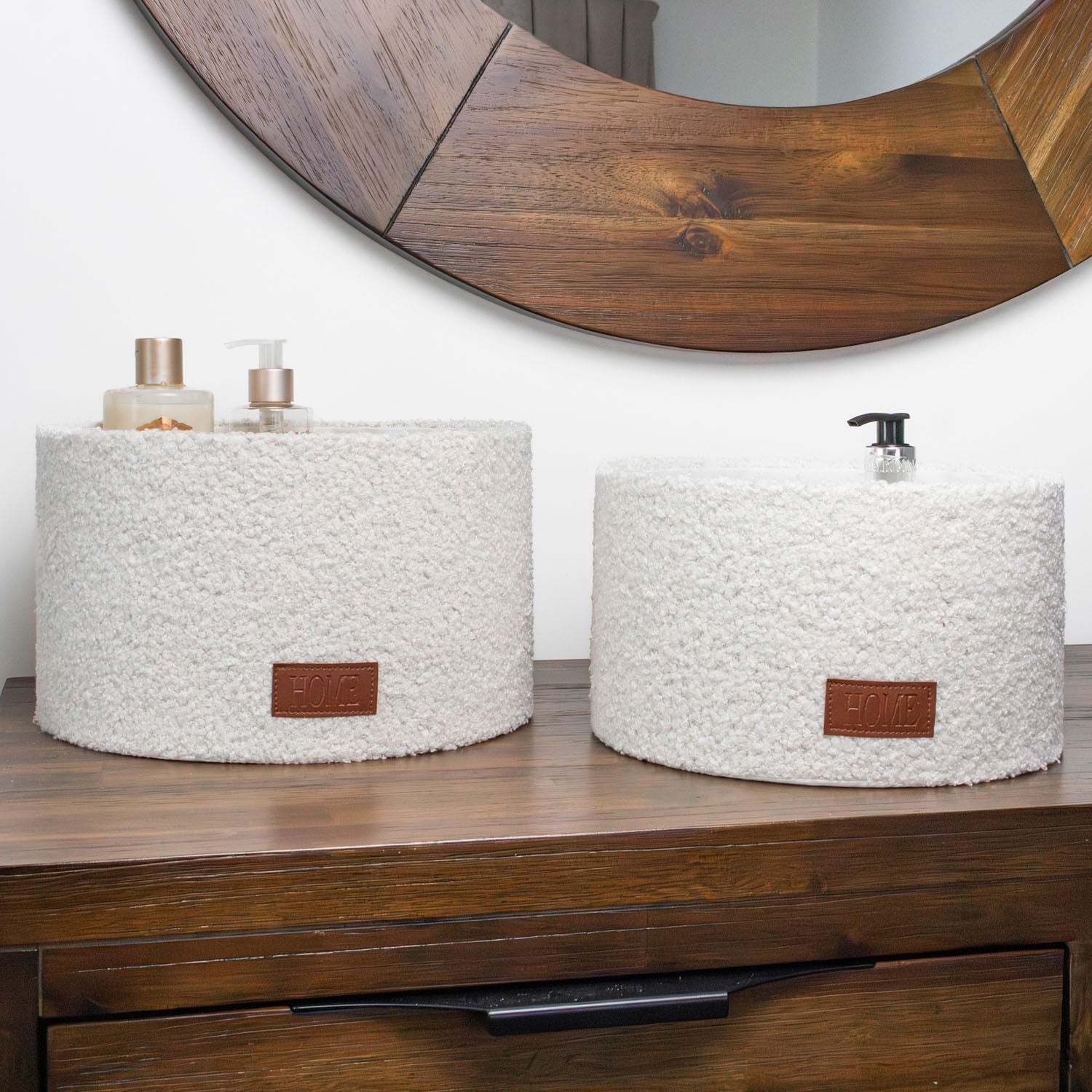 Shiro Set of 2 Boucle Fabric Round Baskets