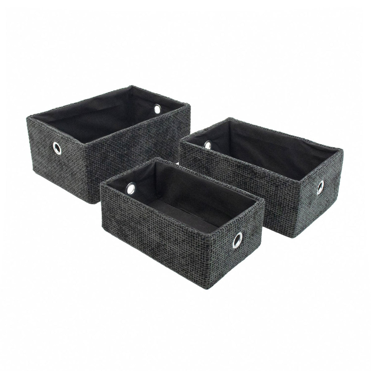 Metro Black Set of 3 Rectangular Storage Baskets
