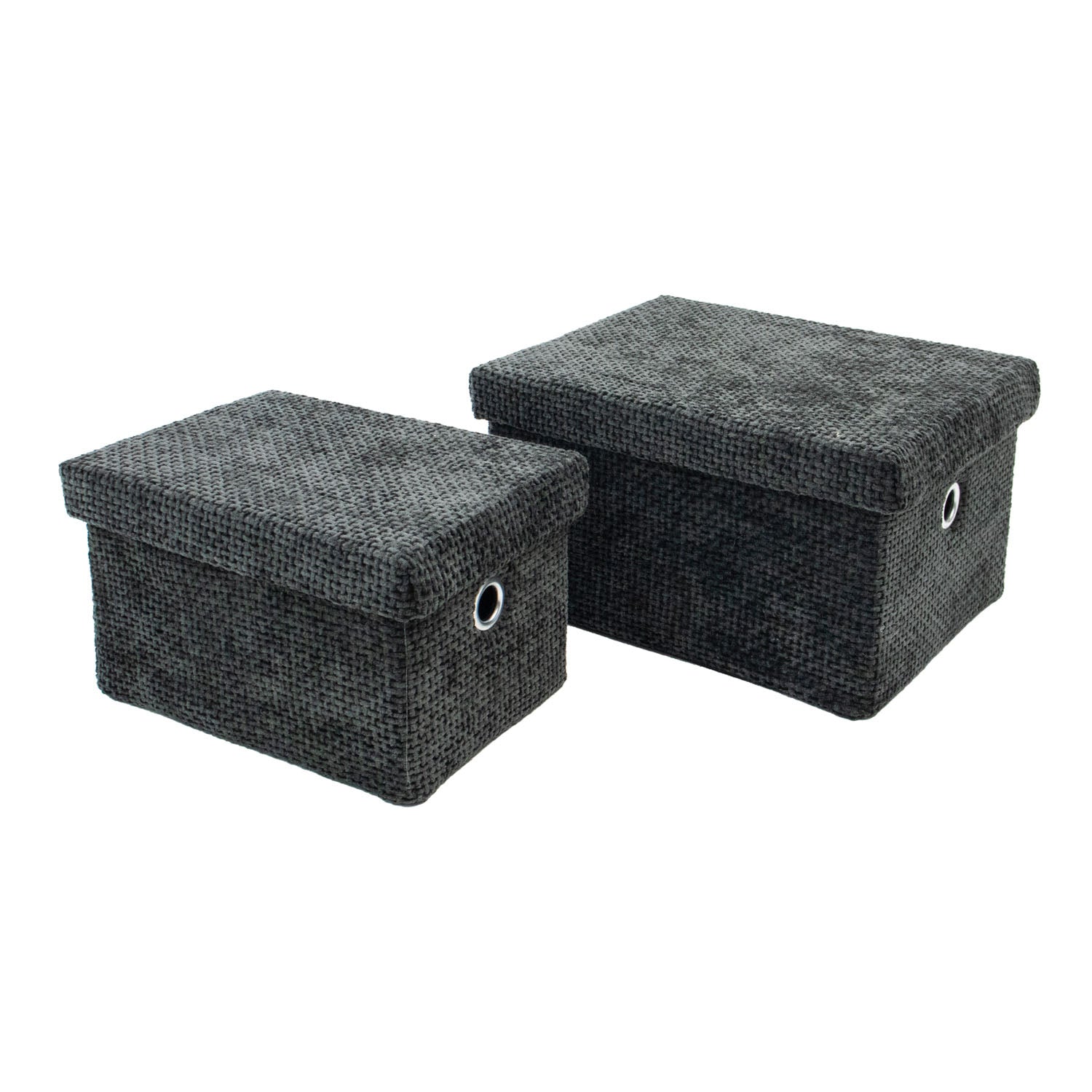 Metro Black Set of 2 Rectangular Baskets with Lids