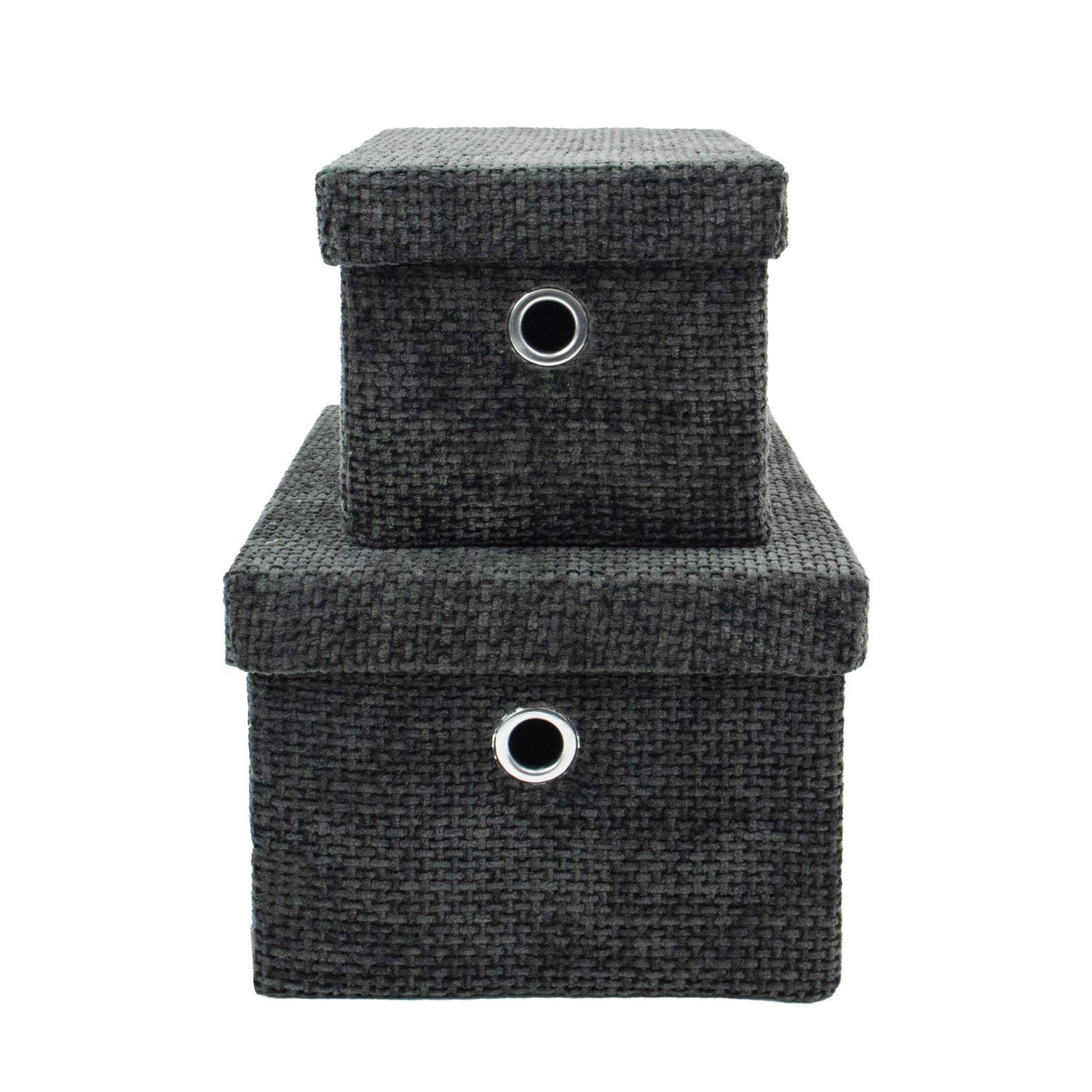 Metro Black Set of 2 Rectangular Baskets with Lids