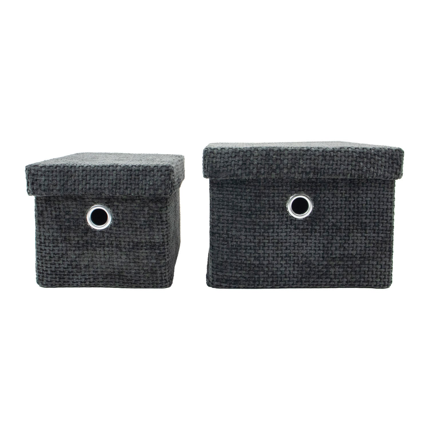Metro Black Set of 2 Rectangular Baskets with Lids