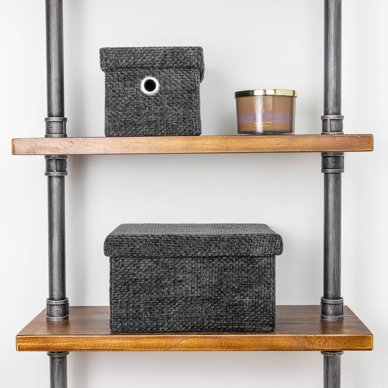 Metro Black Set of 2 Rectangular Baskets with Lids