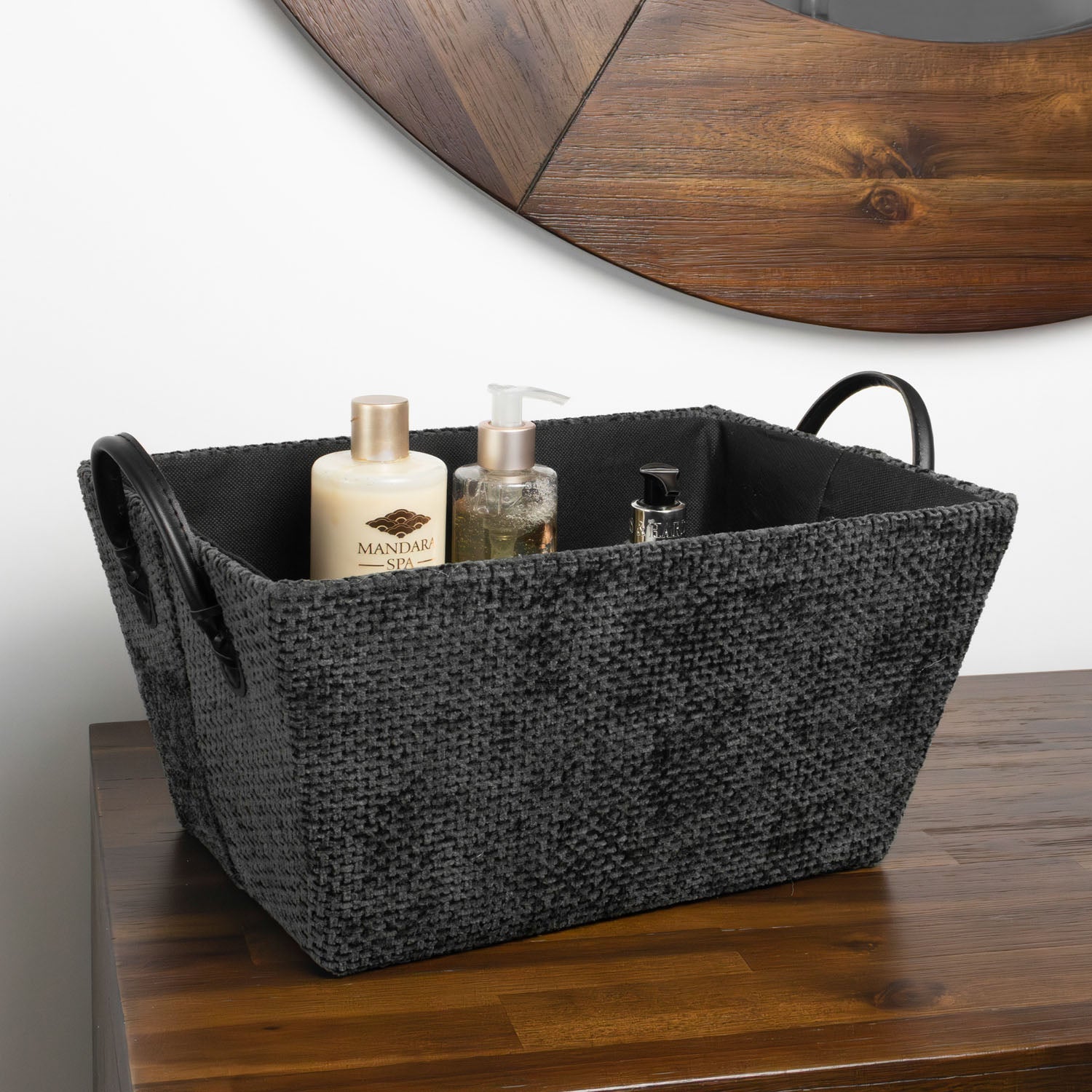 Metro Black Rectangular Storage Basket with Handles