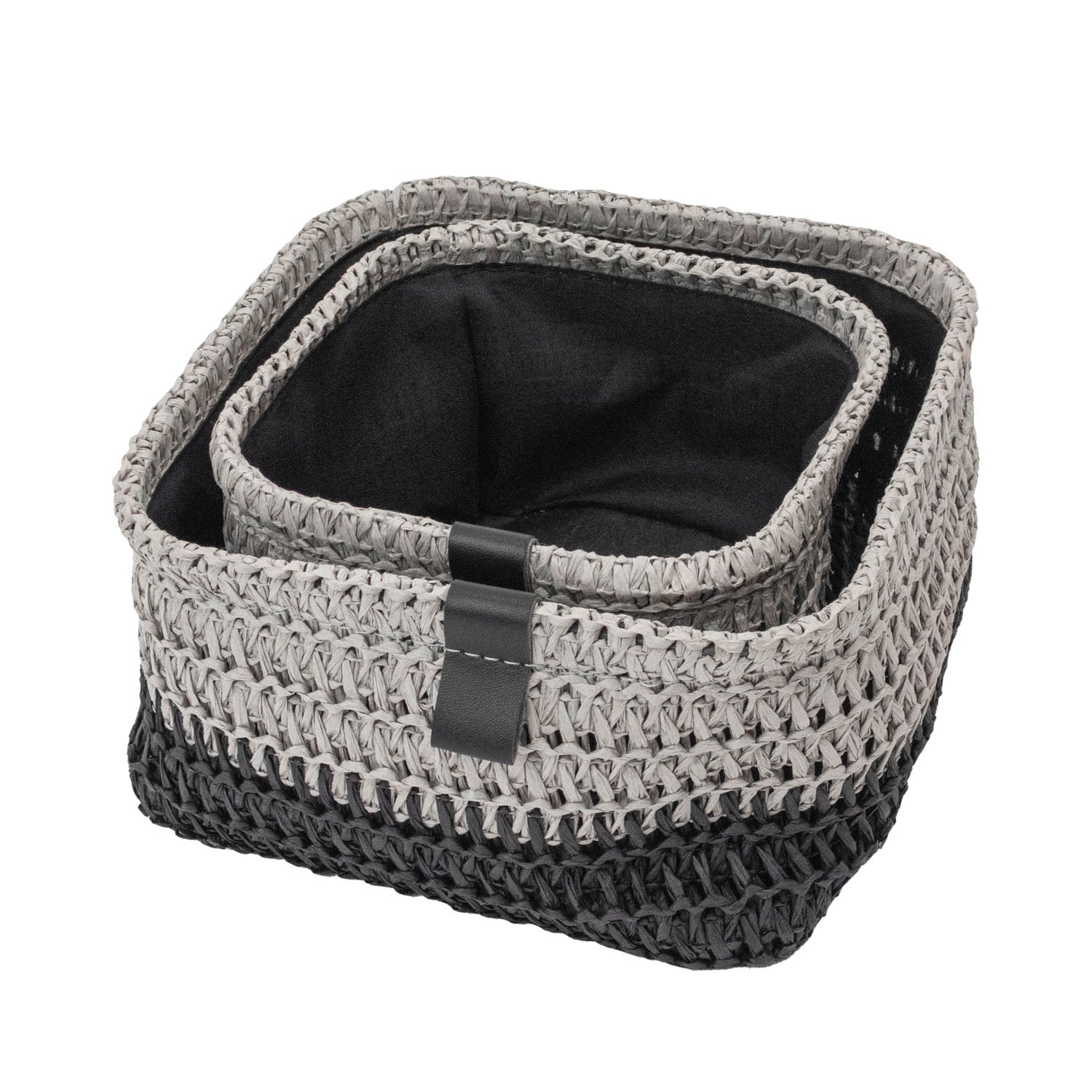 Kenzi Light Grey Set of 2 Square Storage Baskets