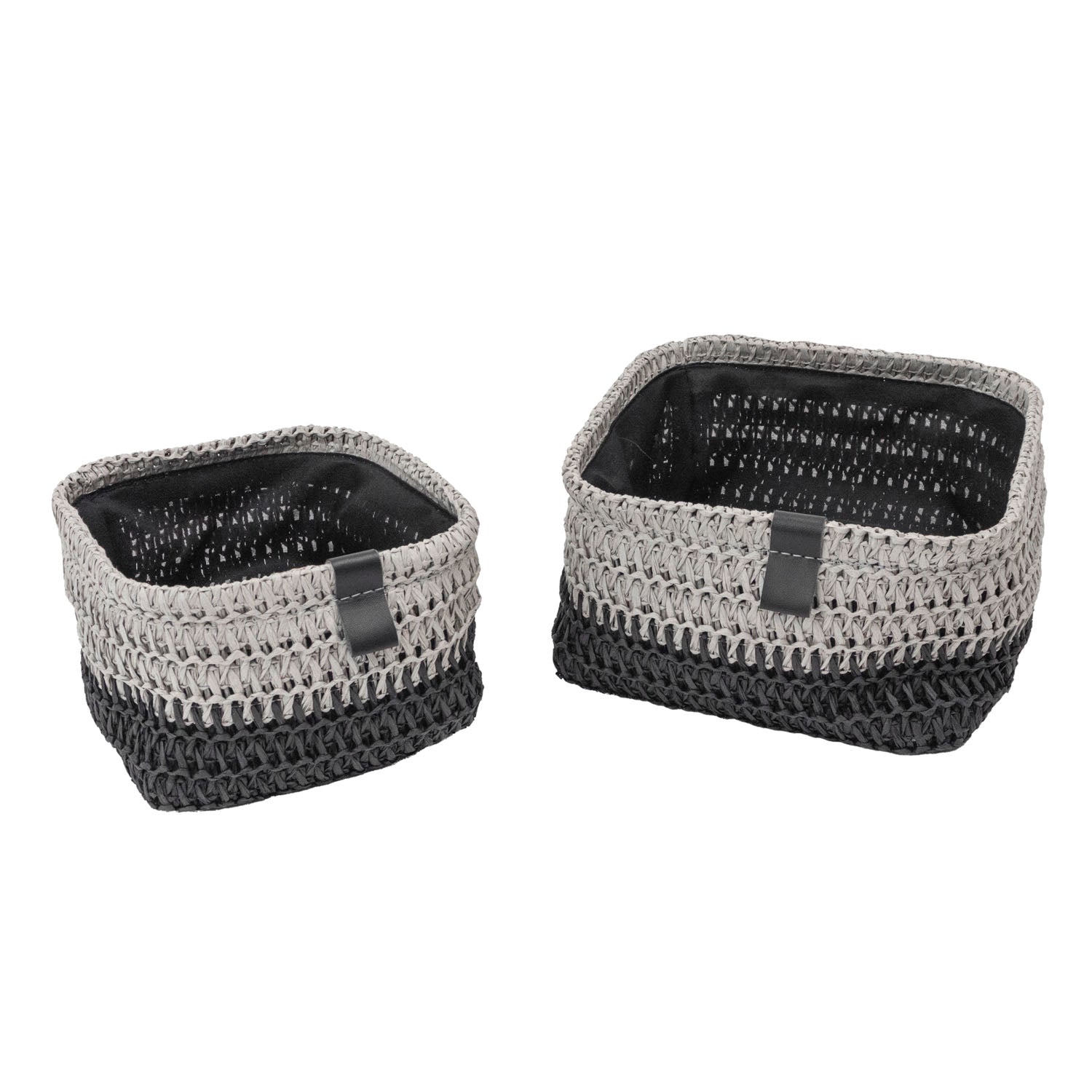 Kenzi Light Grey Set of 2 Square Storage Baskets