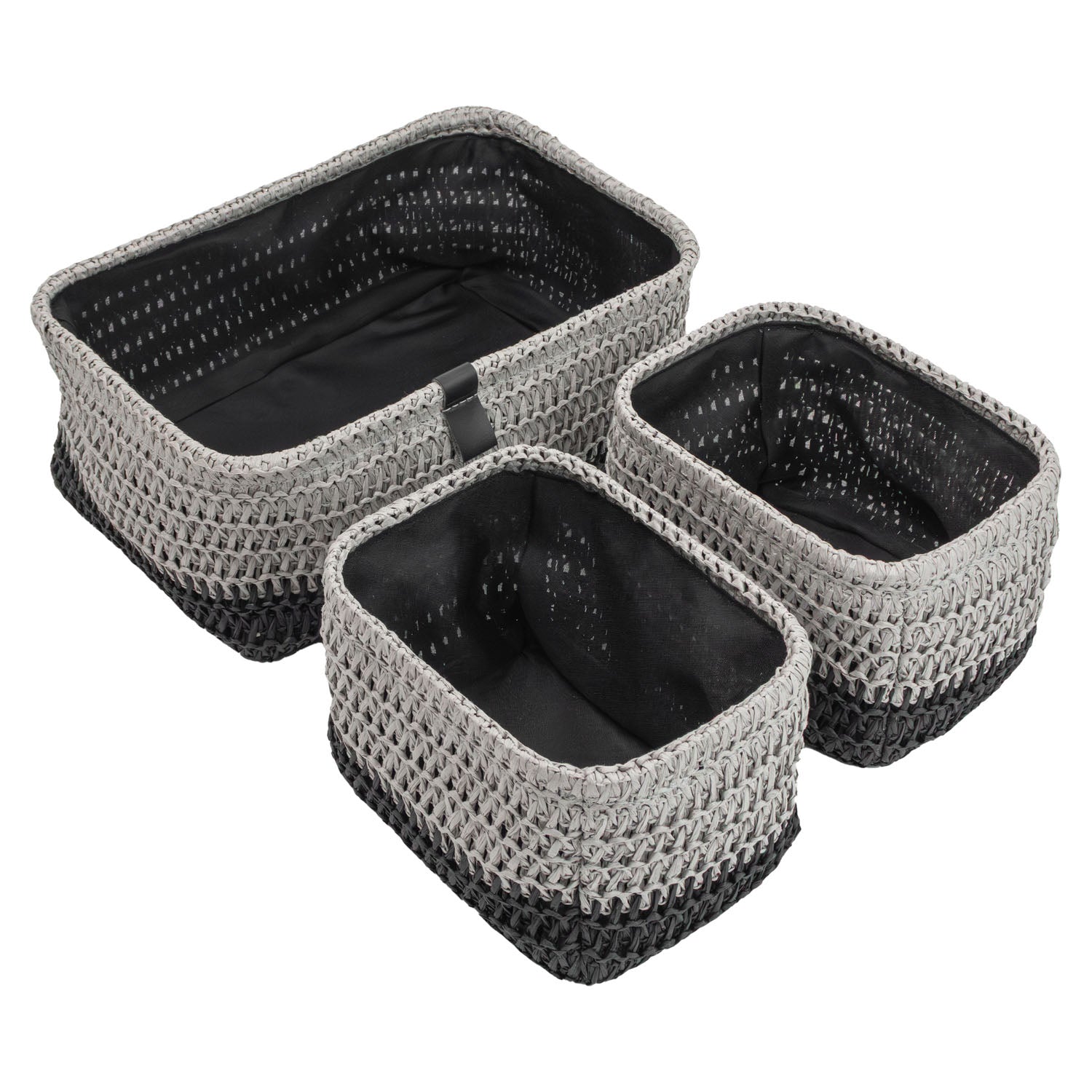 Kenzi Light Grey Set of 3 Rectangular Storage Baskets