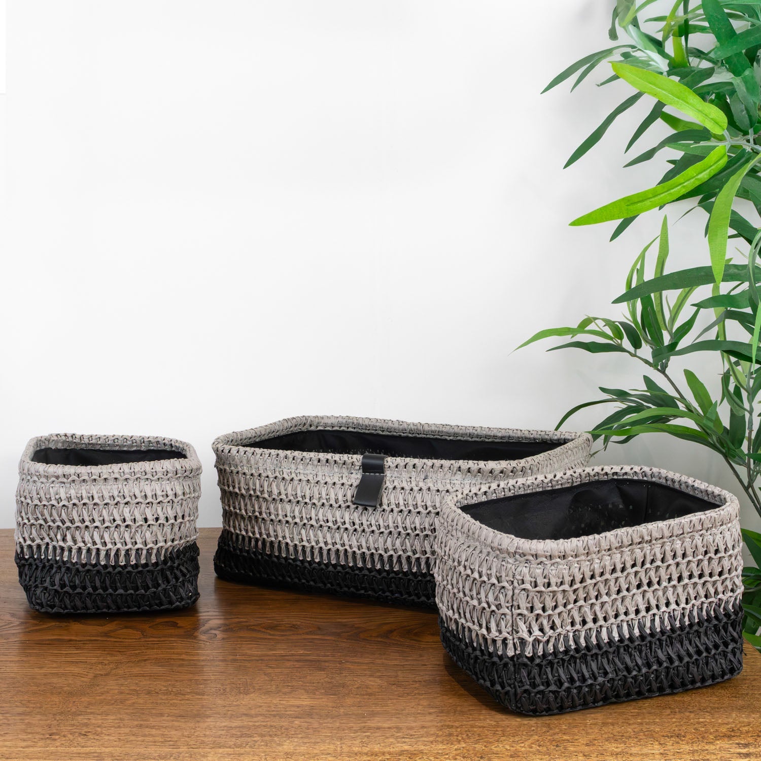 Kenzi Light Grey Set of 3 Rectangular Storage Baskets