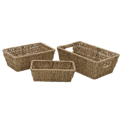 Seagrass Set of 3 Rectangular Tapered Storage Baskets