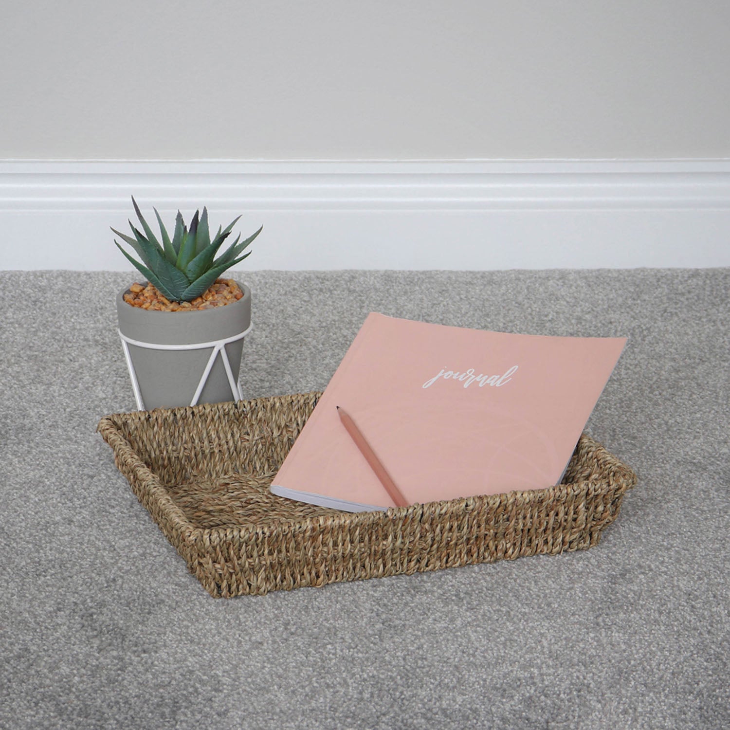 Set of 2 Seagrass Rectangular Storage Tray