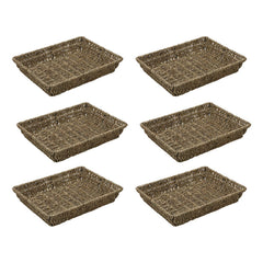 Set of 6 Seagrass Rectangular Storage Tray