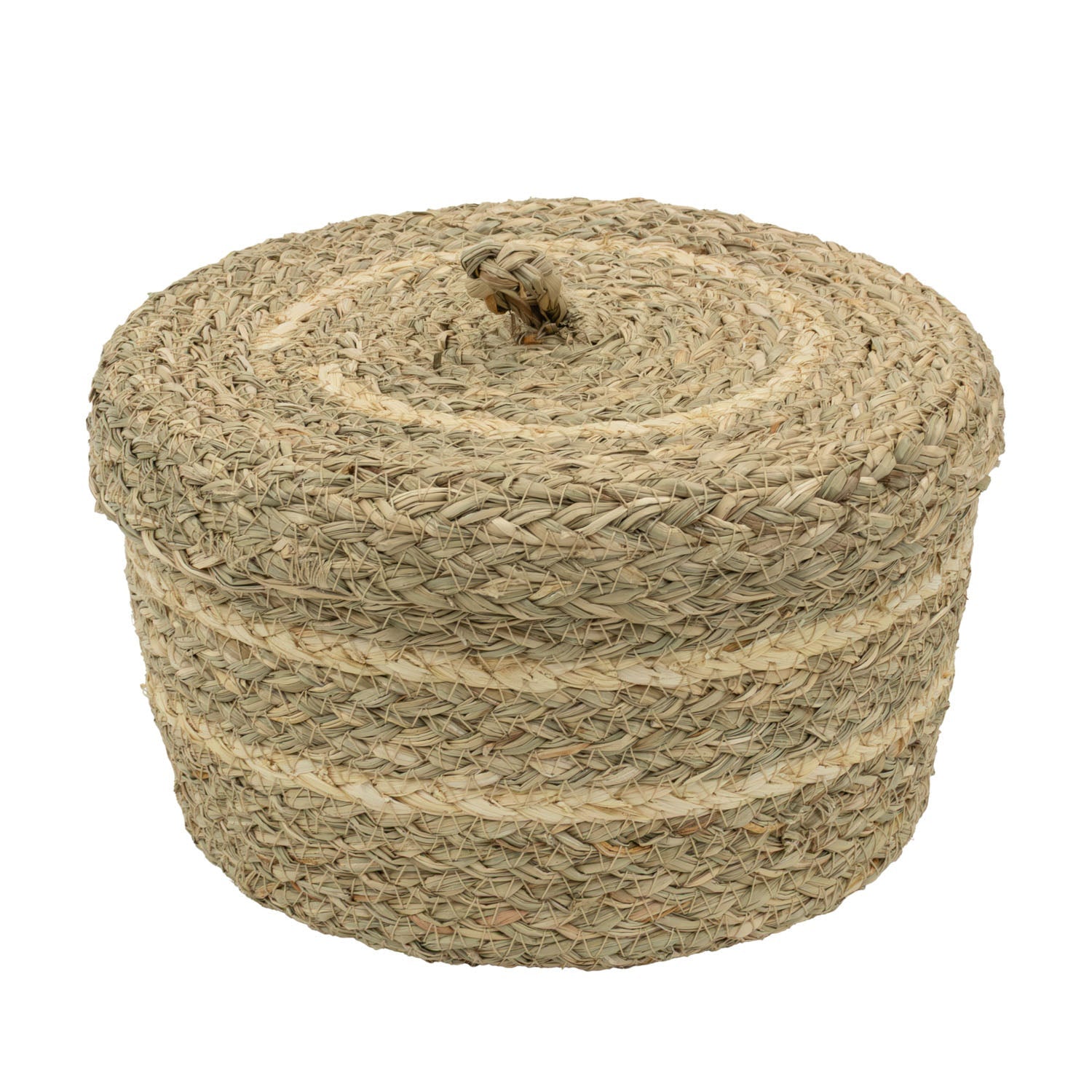 Palma Natural Set of 2 Round Storage Baskets with Lids