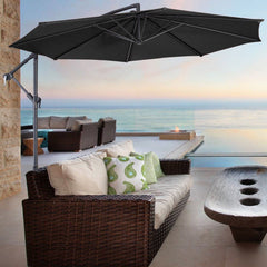 Cantilever Garden Parasol Black with Tilt Fillable Cross Base 3m