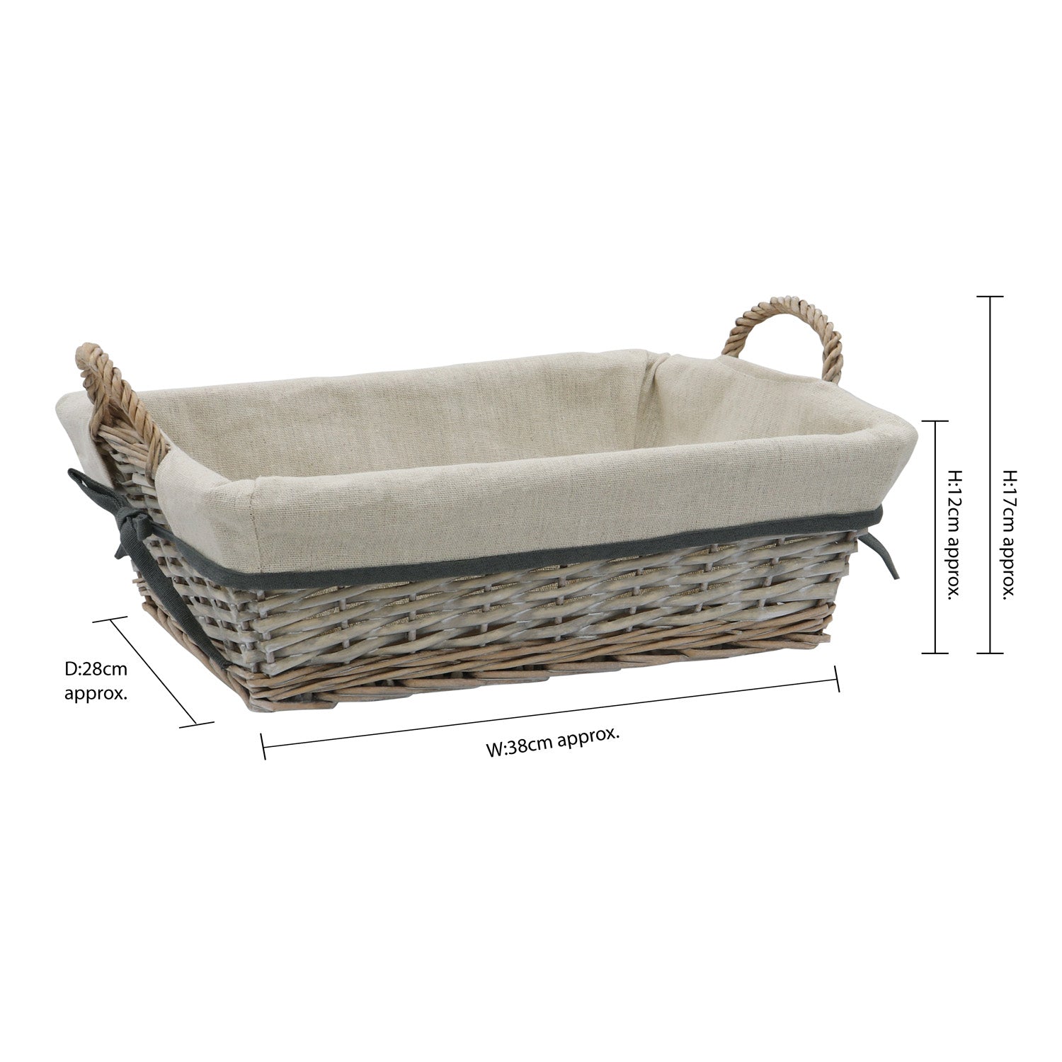 Arianna Antique Wash Rectangular Willow Storage Basket