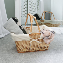 Acacia Honey Rectangular Willow Shopping Basket - Large