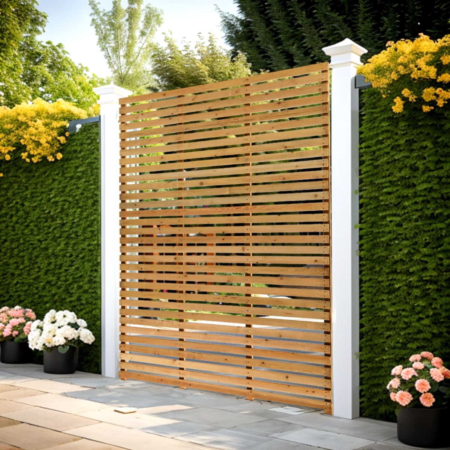 Wooden Slatted Garden Fence Gate 6 x 7ft