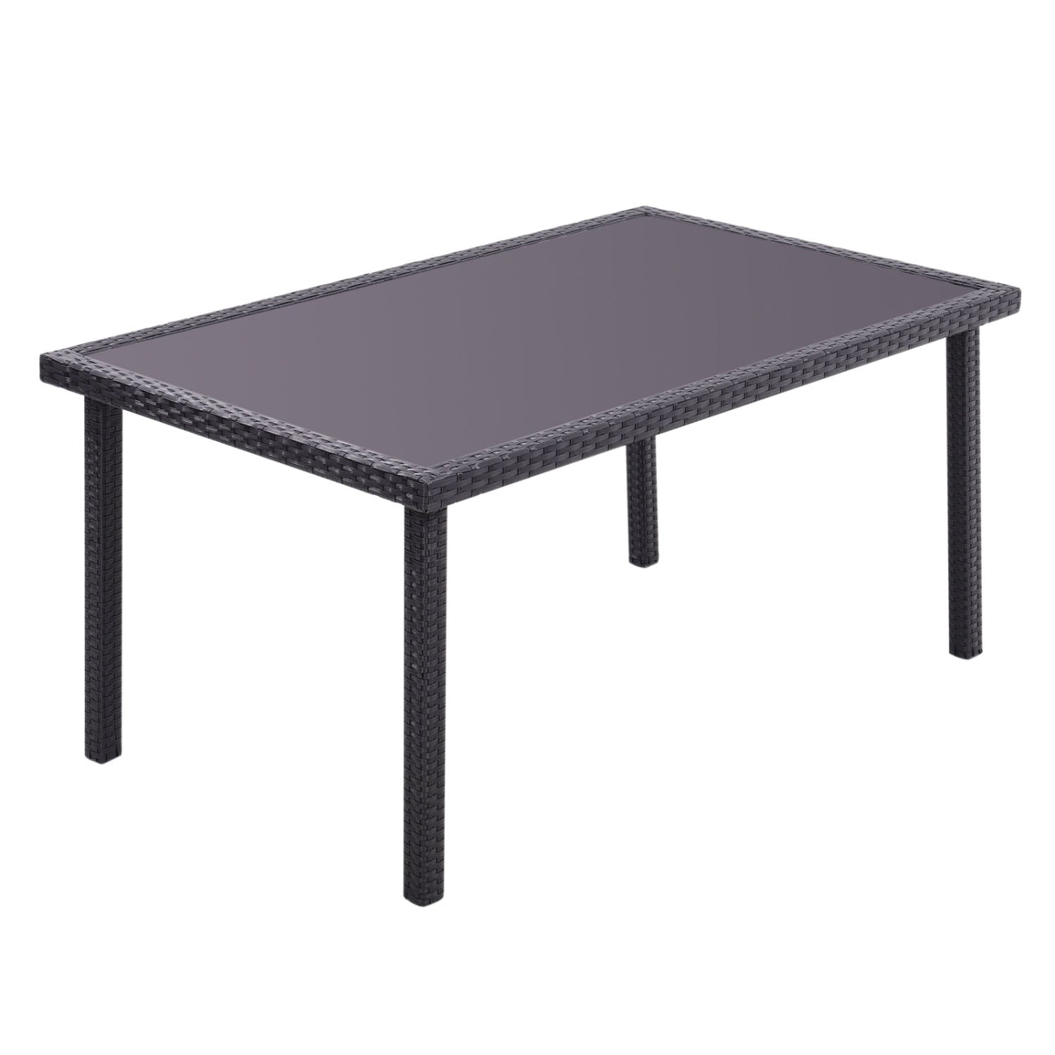 Rectangle Garden Outdoor Rattan Patio Dining Table Black
