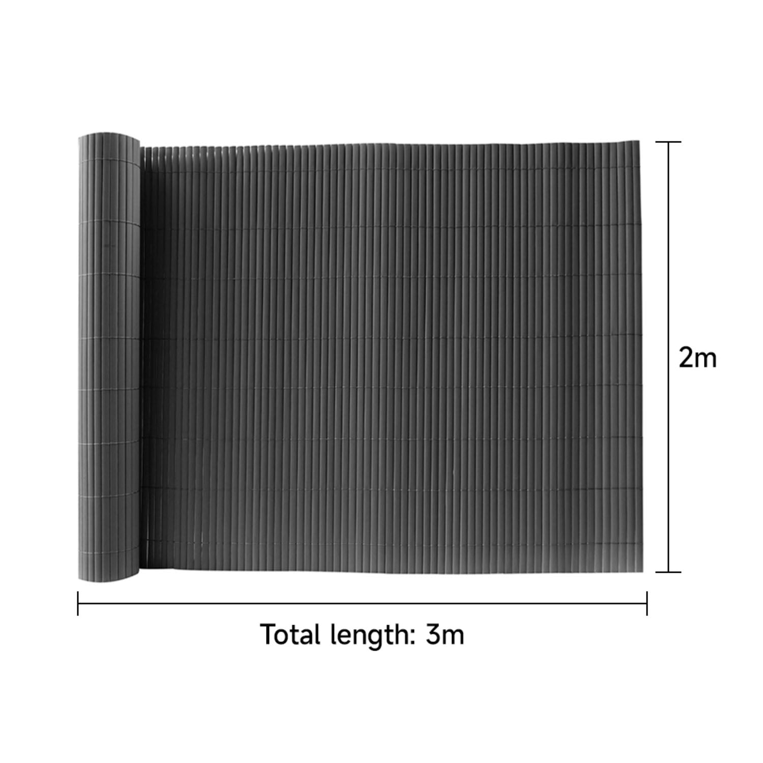 PVC Fence Sun Blocked Screen Panels Dark Grey 300cm x 200cm
