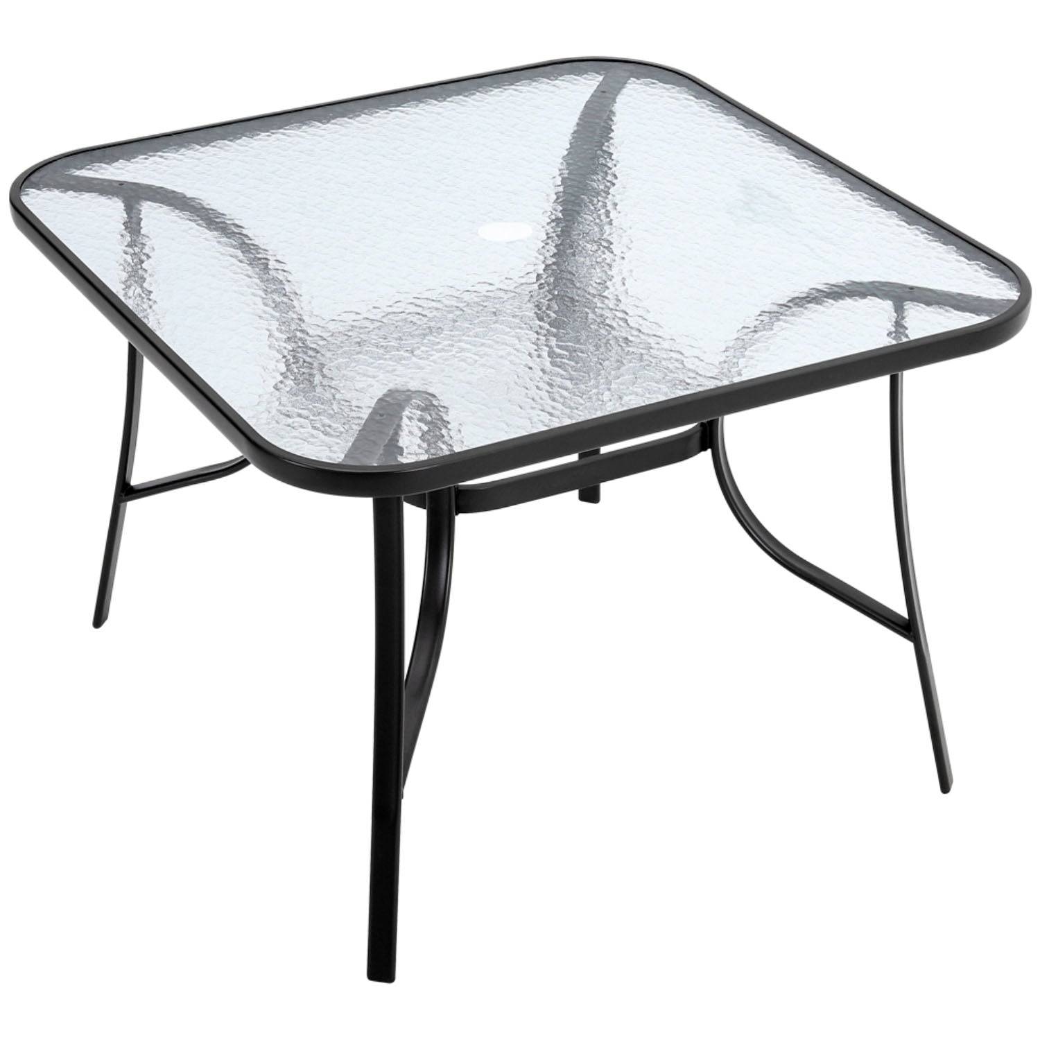 4 Seater Square Tempered Glass Garden Dining Table