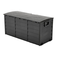 Black Outdoor 290L Plastic Garden Storage Box With Wheels