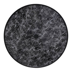 Tempered Glass Black Round Marble Effect Garden Coffee Table