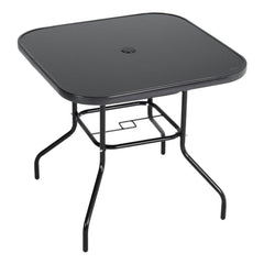 4 Seater Garden Table Black with Parasol Hole
