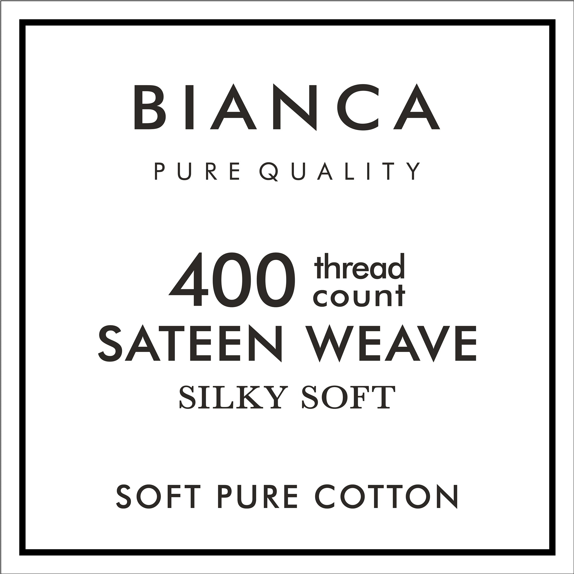 Bianca Natural 400TC 100% Cotton Sateen Houswife Pillowcase Pair