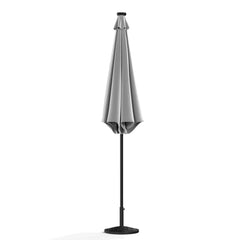 Solar LED Crank & Tilt Light Grey Parasol With Resin Floral Base 3m