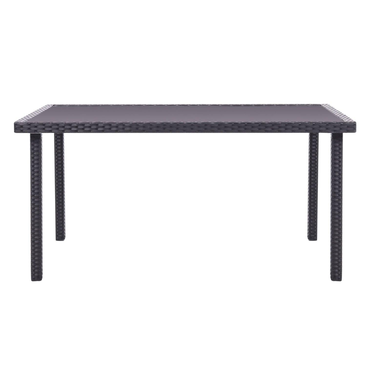 Rectangle Garden Outdoor Rattan Patio Dining Table Black