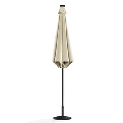 Solar LED Crank & Tilt Parasol Beige with Resin Floral Base 3M
