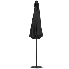 Outdoor Crank Tilt Parasol Black with Round Base 3m
