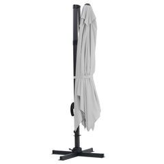 Square Cantilever 3m Crank Lift Garden Parasol light Grey with Square Base