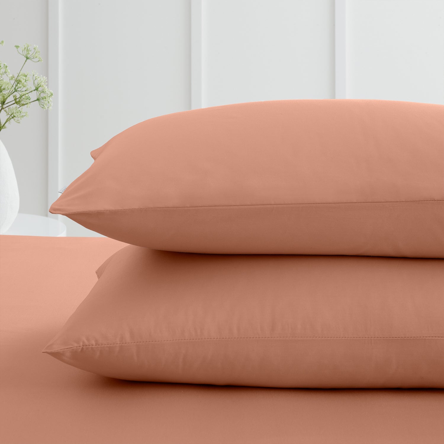 Bianca Clay 200TC Cotton Percale Housewife Pillowcase Pair
