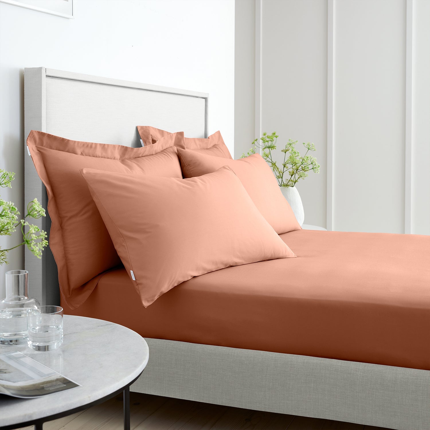 Bianca Clay 200TC Cotton Percale Housewife Pillowcase Pair